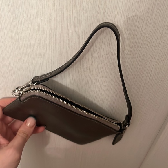 Silver Leather Wristlet with Silver Bow Detail, Two Card Pockets Inside - Picture 7 of 9